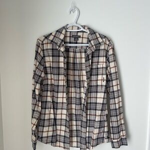 Men's Plaid Shirt - Black, White, Brown